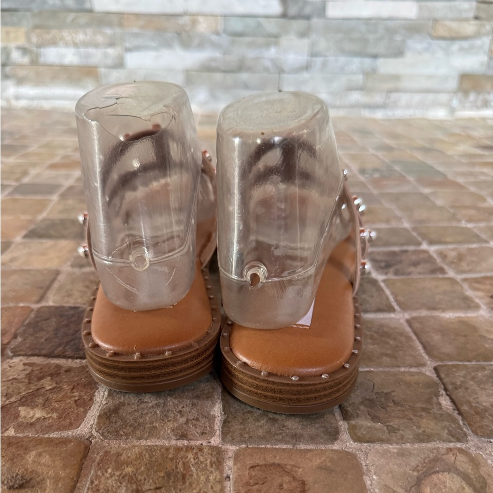 Steve Madden Tan Pearl-Studded Sandals - Picture 6 of 10